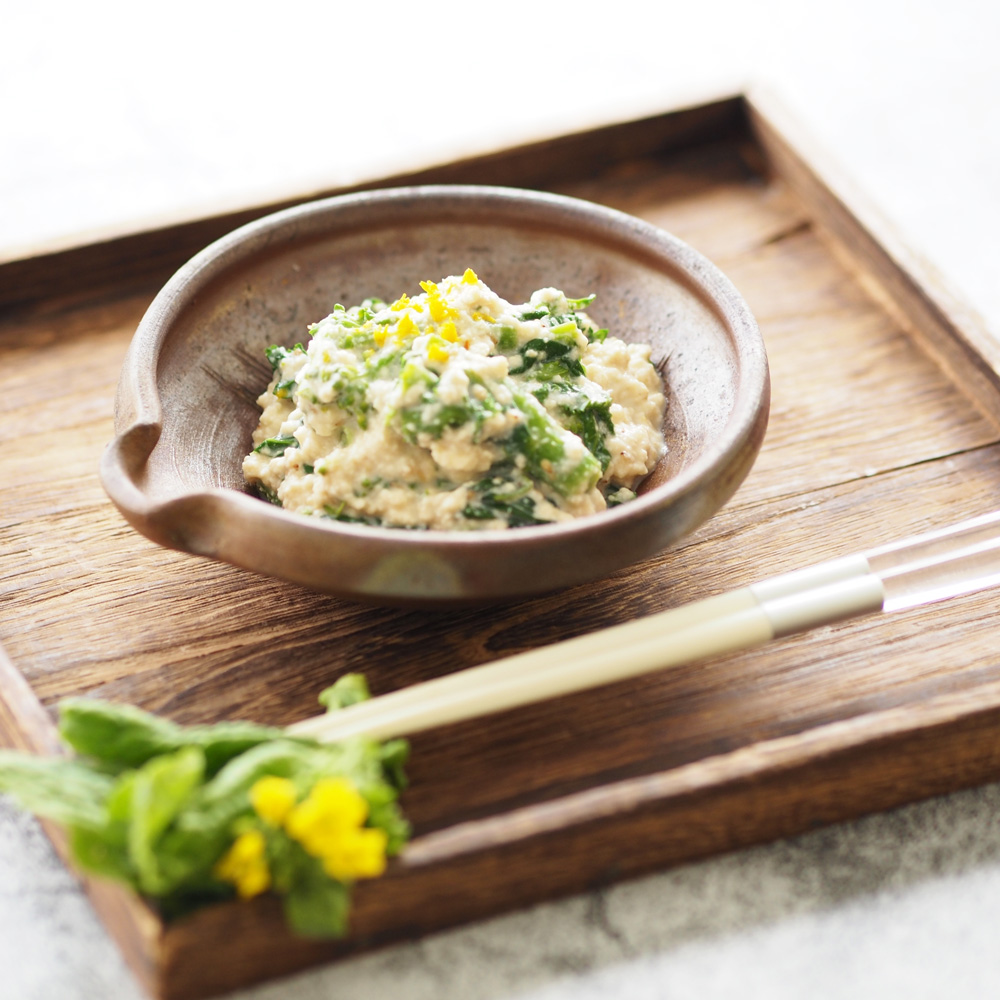 新しい玄米粉「玄米パウダーライト」レシピ「菜の花の白和え」