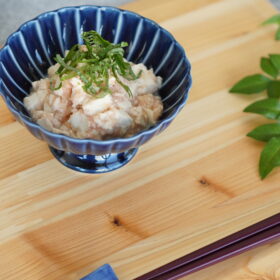 新しい玄米粉「玄米パウダー」レシピ「明太おろし和え豆腐」